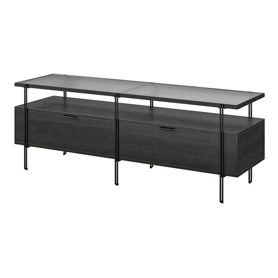 Warren Glass TV Stand With 2 Drawers In Black