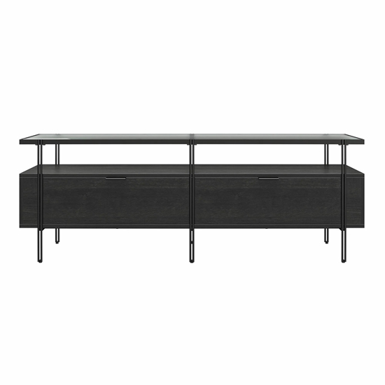 Warren Glass TV Stand With 2 Drawers In Black