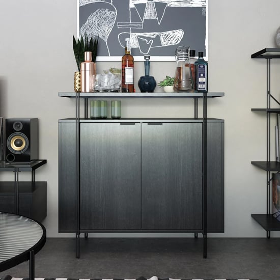 Read more about Warren wooden bar cabinet with 2 doors in black