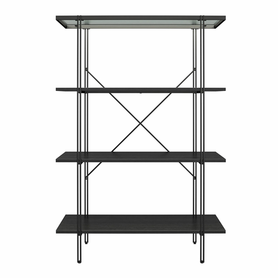 Warren Wooden Bookcase With 4 Shelves In Black