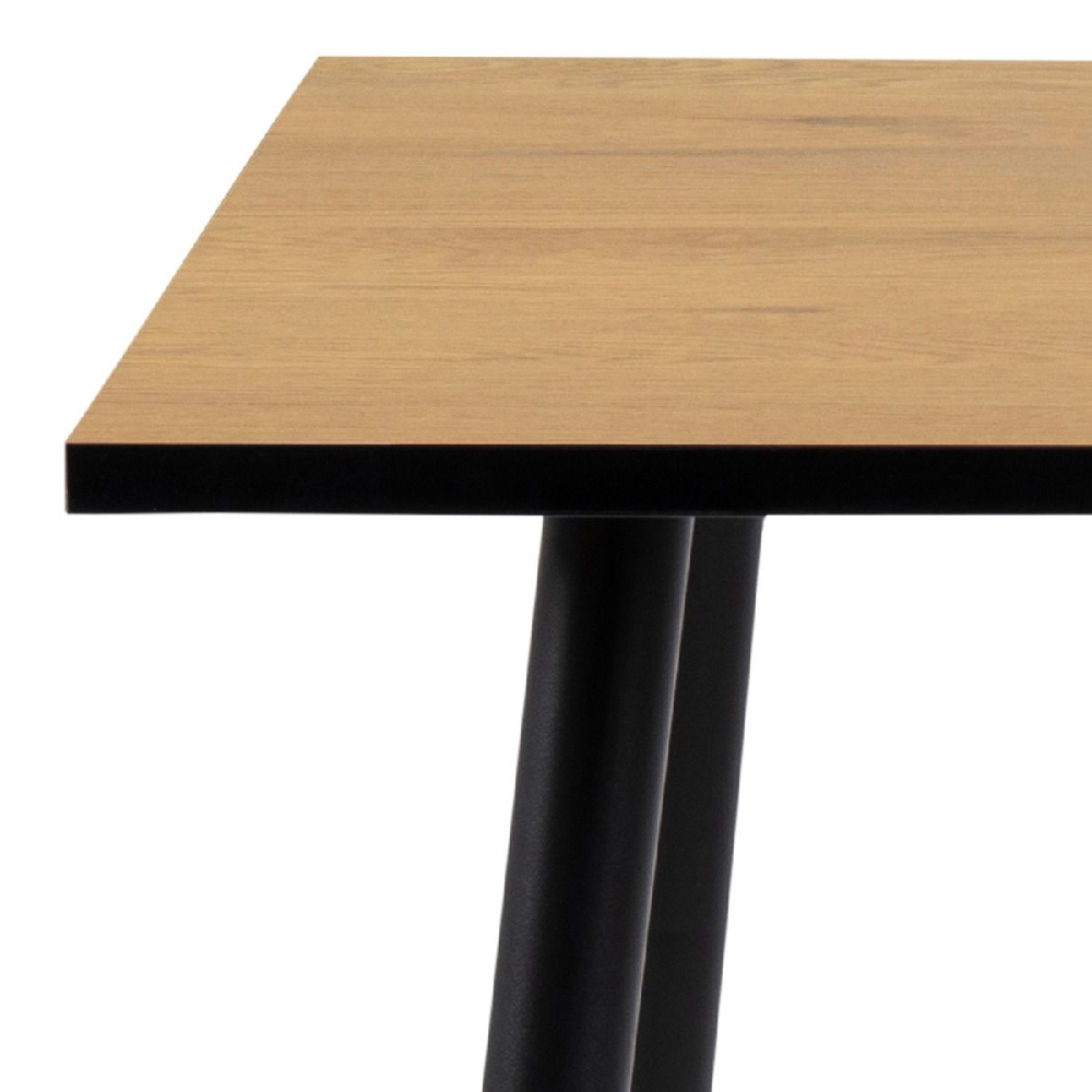 Warren Wooden Dining Table Square With Black Legs In Oak