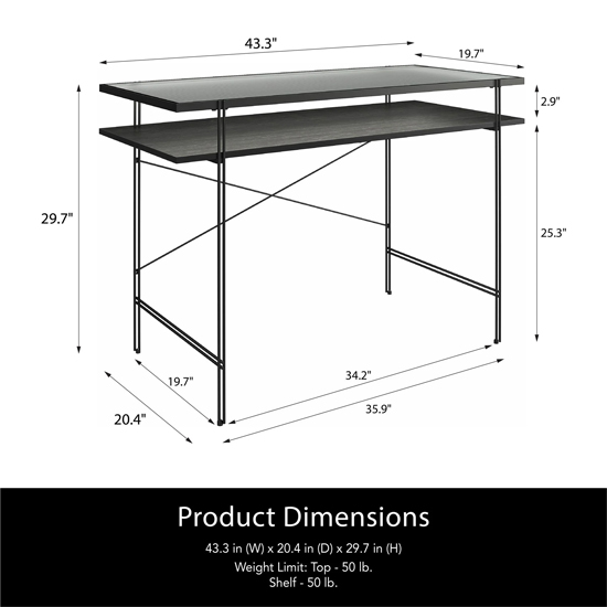 Warren Wooden Laptop Desk With 1 Shelf In Black