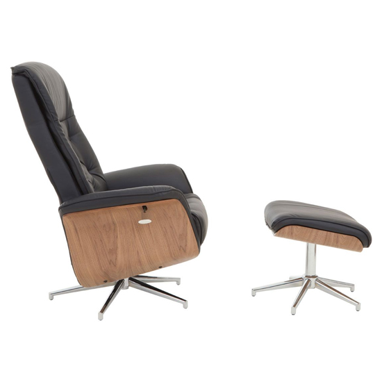 Warrens Leather Effect Recliner Chair With Footstool In Black