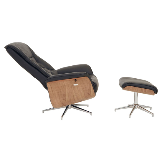 Warrens Leather Effect Recliner Chair With Footstool In Black
