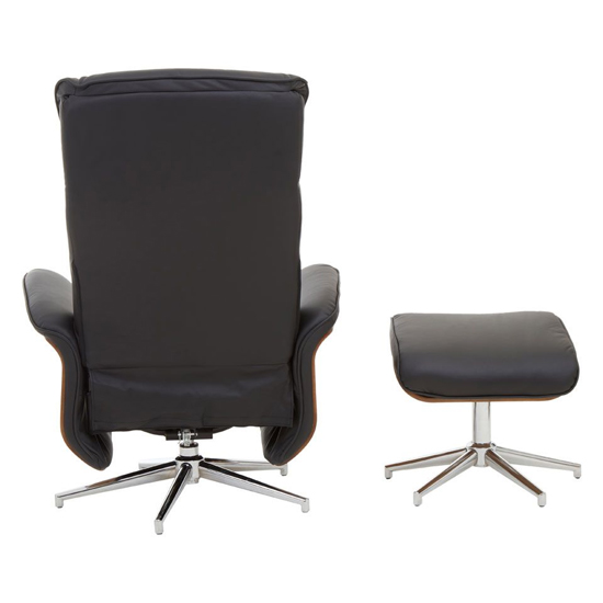 Warrens Leather Effect Recliner Chair With Footstool In Black