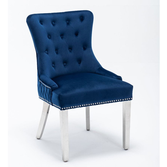 Warsaw French Velvet Dining Chair In Blue Furniture in Fashion
