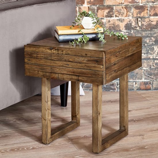 Warsaw Reclaimed Pine Wood Lamp Table With 1 Drawer