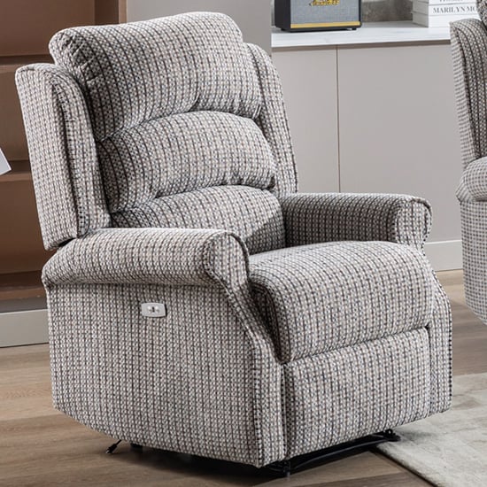 Product photograph of Warth Electric Fabric Recliner 1 Seater Sofa In Latte from Furniture in Fashion