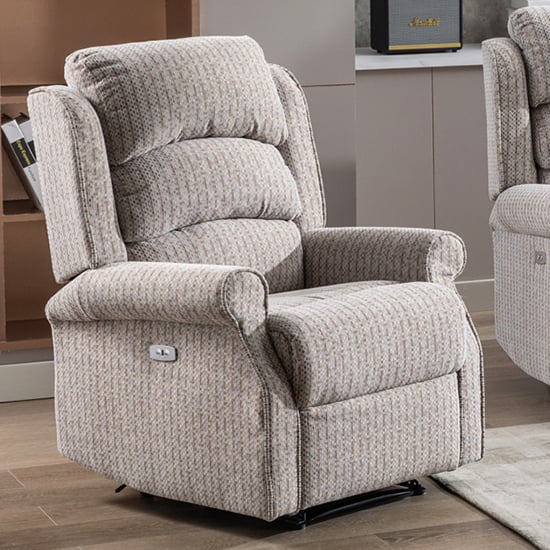 Read more about Warth electric fabric recliner 1 seater sofa in natural