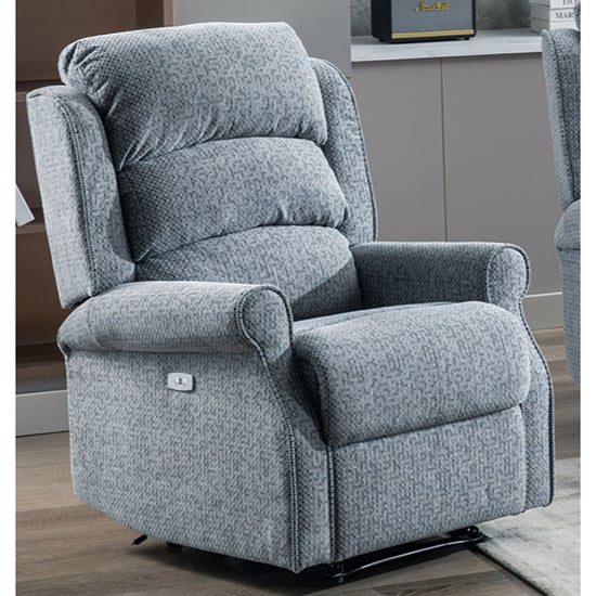 Product photograph of Warth Electric Fabric Recliner 1 Seater Sofa In Steel Blue from Furniture in Fashion