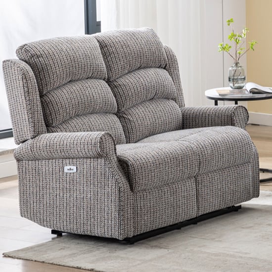 Warth Electric Fabric Recliner 2 Seater Sofa In Latte