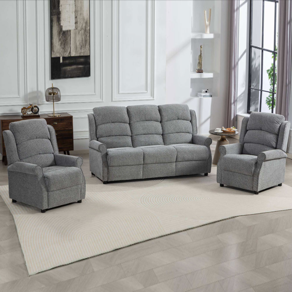Warth Fabric 3+1+1 Seater Sofa Set in Steel Blue