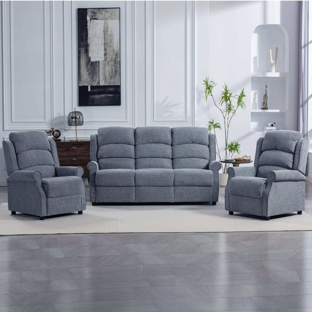 Warth Fabric 3+1+1 Seater Sofa Set in Steel Blue