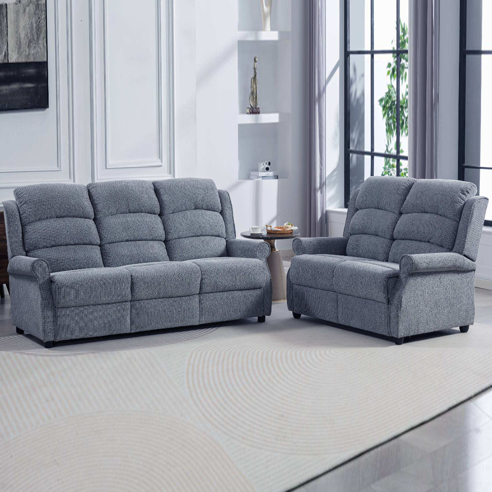 Warth Fabric 3+2 Seater Sofa Set in Steel Blue