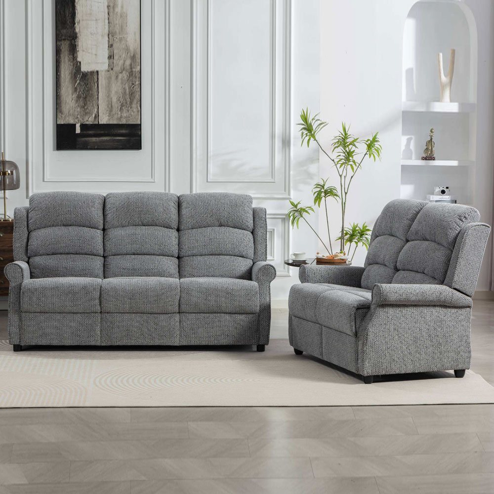 Warth Fabric 3+2 Seater Sofa Set in Steel Blue