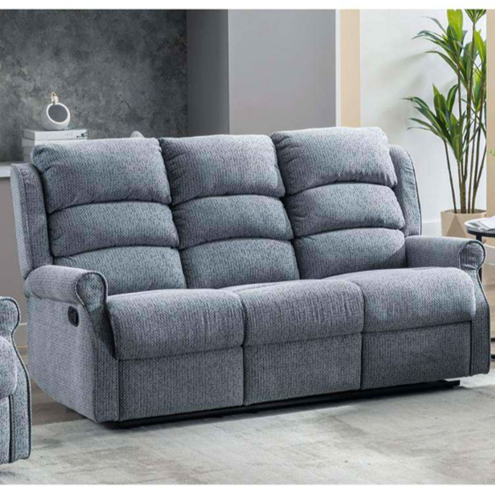 Warth Fabric 3 Seater Sofa in Steel Blue