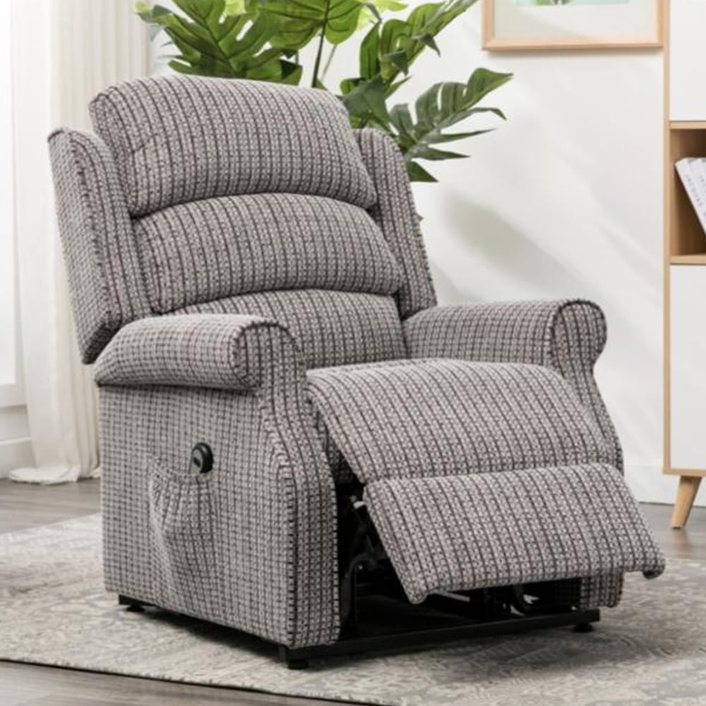 warth fabric electric dual motor recliner chair in latte