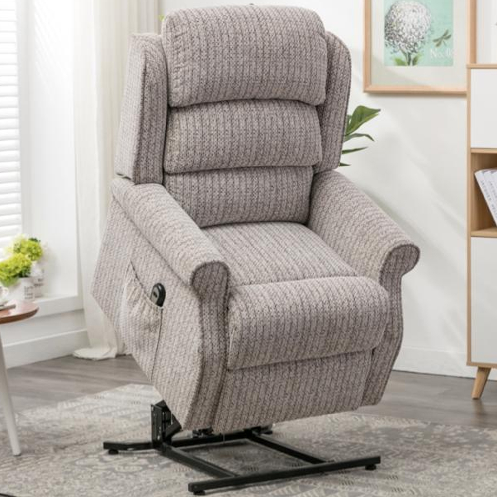 Warth Fabric Electric Dual Motor Recliner Chair In Natural