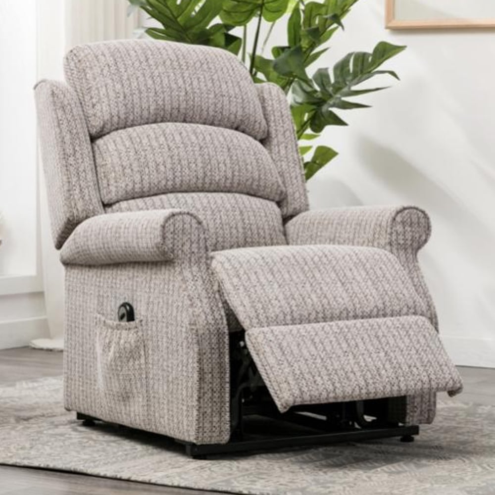 warth fabric electric dual motor recliner chair in natural