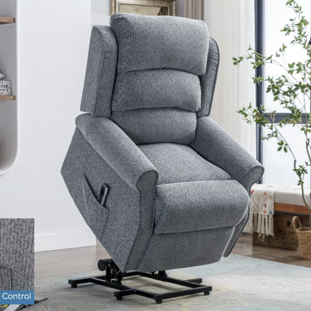 Warth Fabric Electric Dual Motor Recliner Chair In Steel Blue