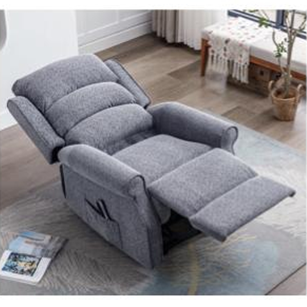 Warth Fabric Electric Dual Motor Recliner Chair In Steel Blue