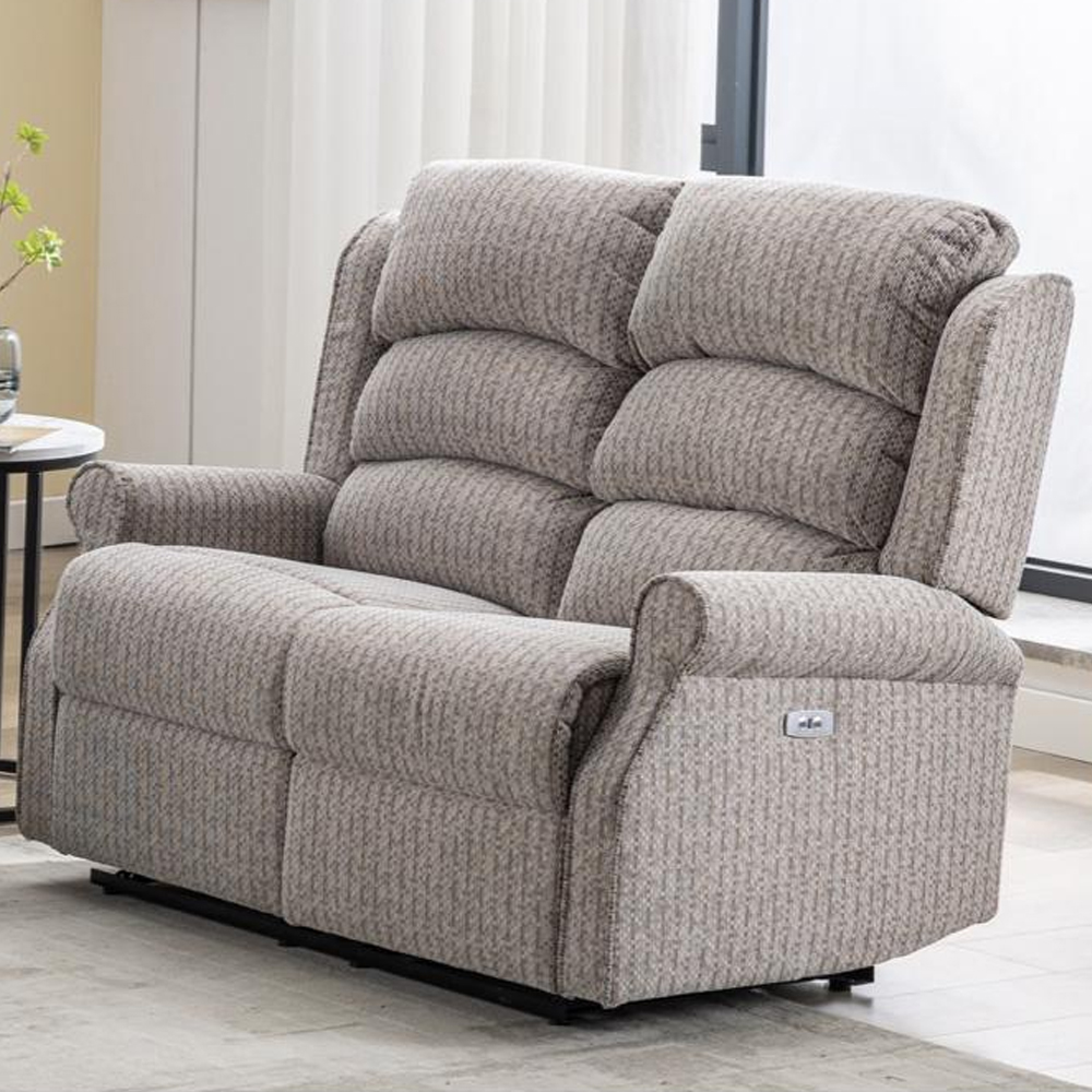 Warth Fabric Electric Recliner 3+2 Seater Sofa Set In Natural
