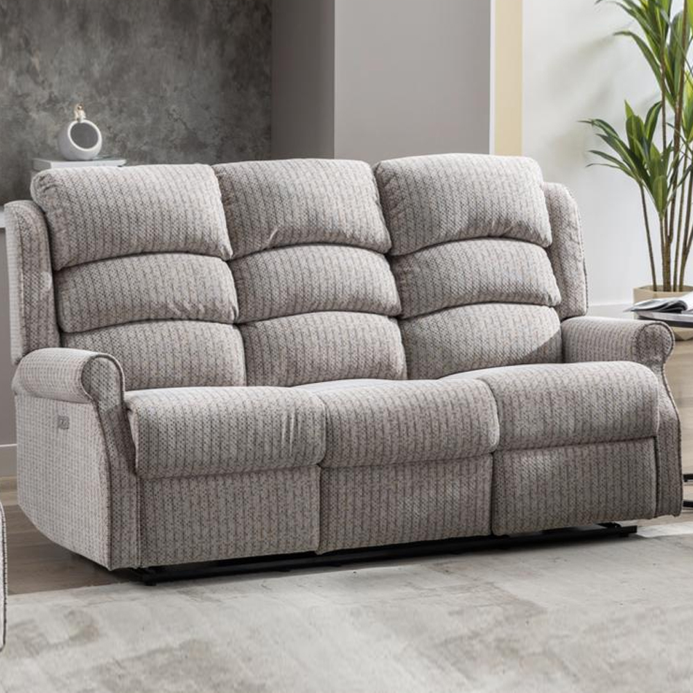 Warth Fabric Electric Recliner 3+2 Seater Sofa Set In Natural