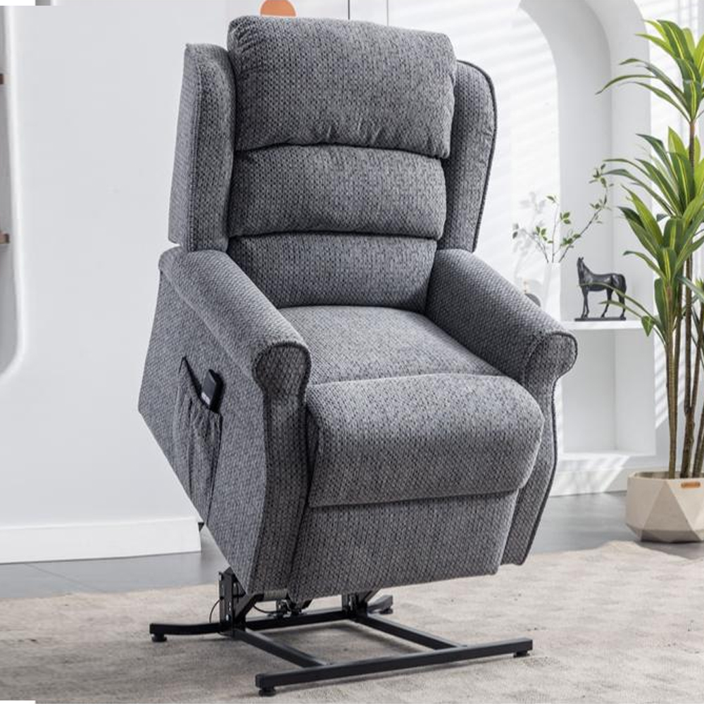 Warth Fabric Electric Single Motor Recliner Chair In Steel Blue