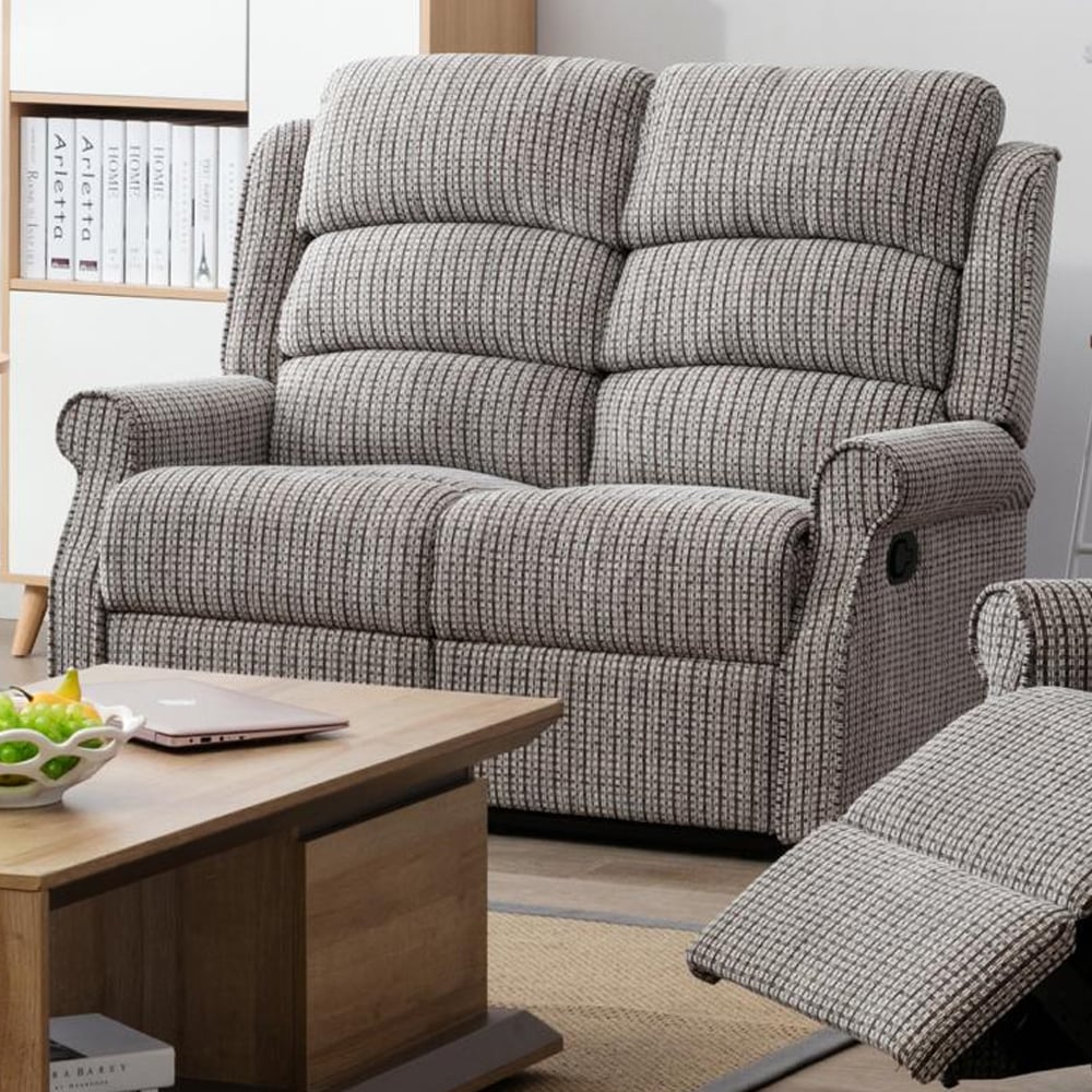 Warth Fabric Recliner 2 Seater Sofa In Latte