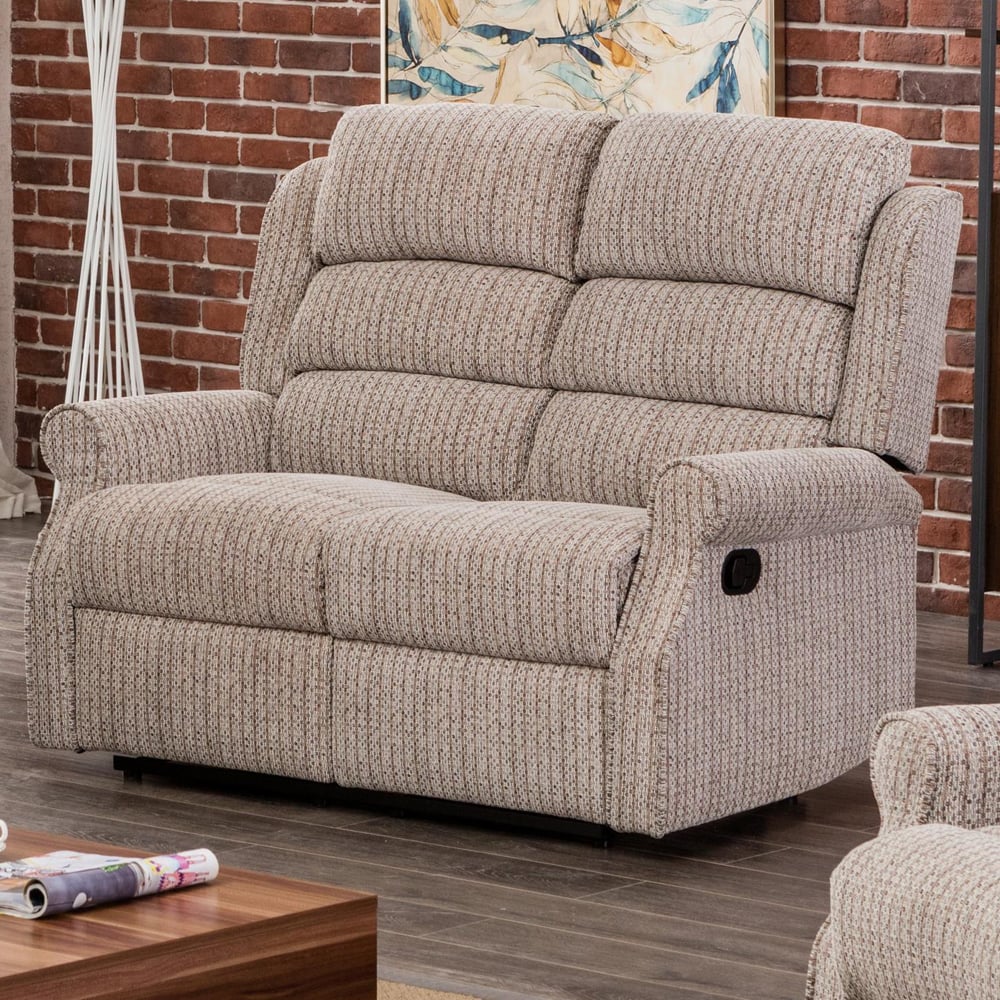 Warth Fabric Recliner 2 Seater Sofa In Natural