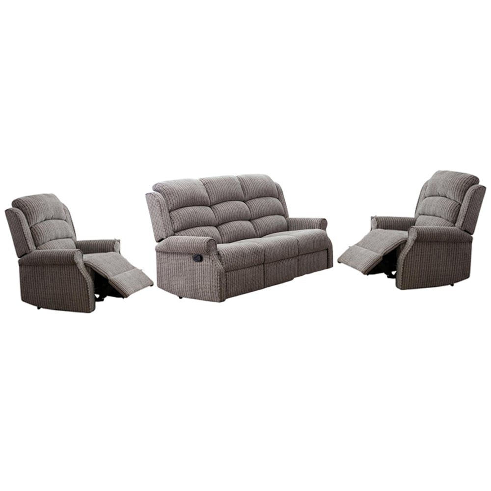 Warth Fabric Recliner 3+1+1 Seater Sofa Set In Latte