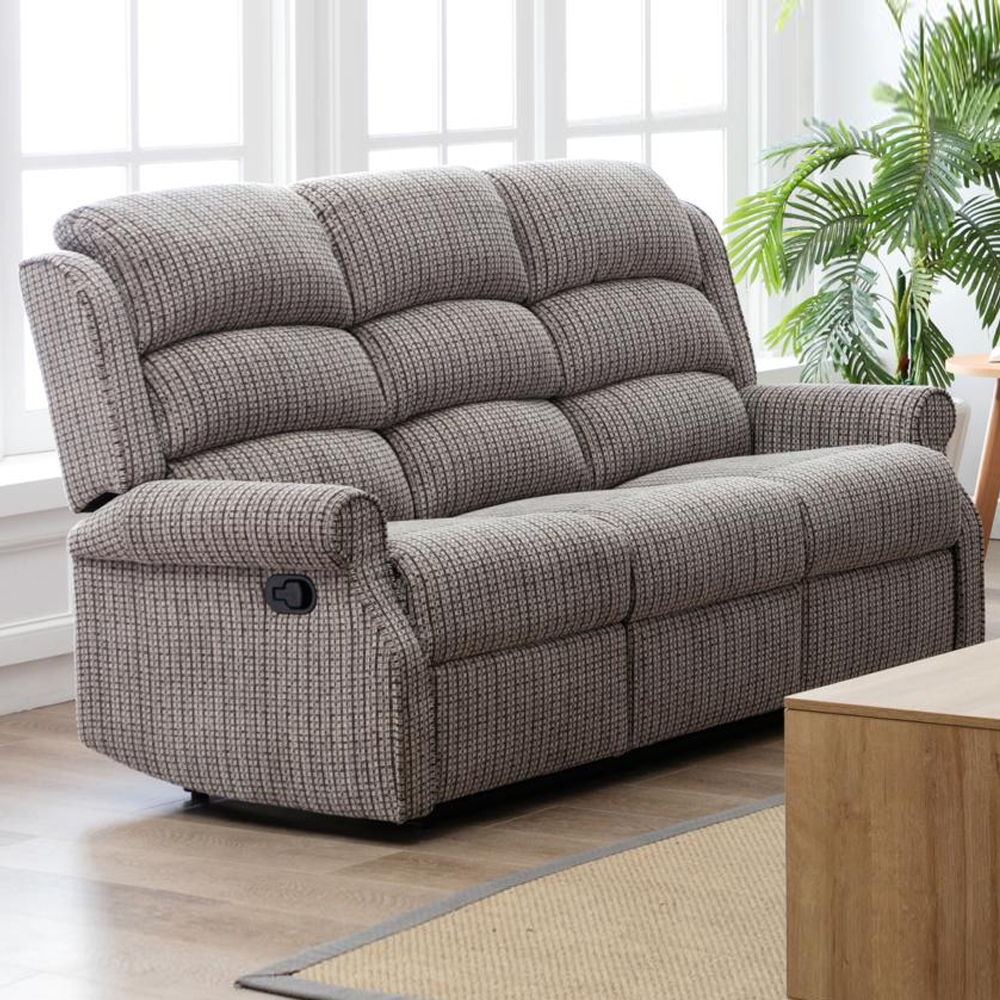 Warth Fabric Recliner 3+2 Seater Sofa Set In Latte