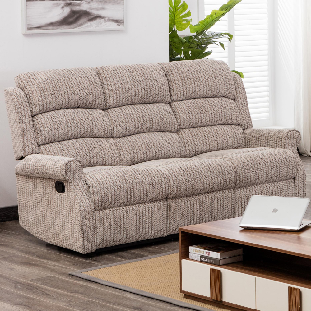 Warth Fabric Recliner 3+2 Seater Sofa Set In Natural