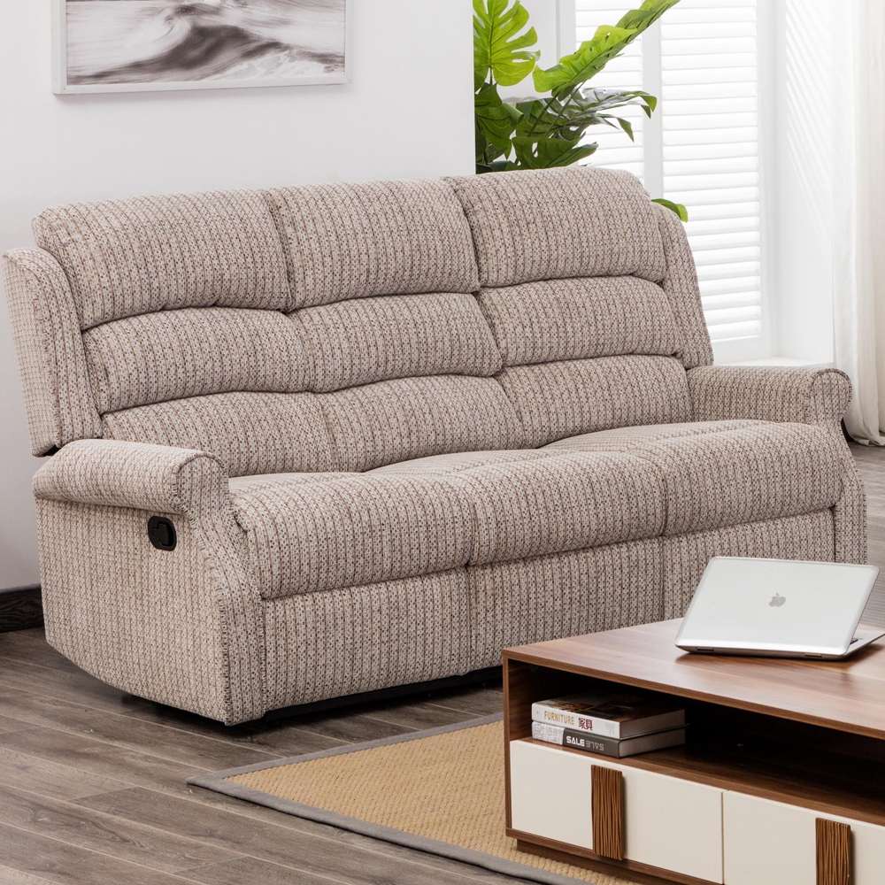 Warth Fabric Recliner Sofa Suite In Natural