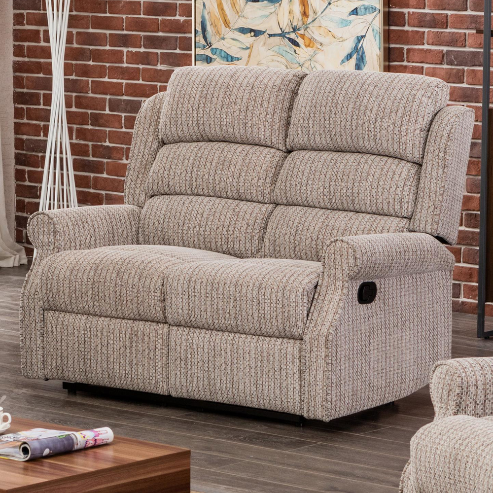 Warth Fabric Recliner Sofa Suite In Natural