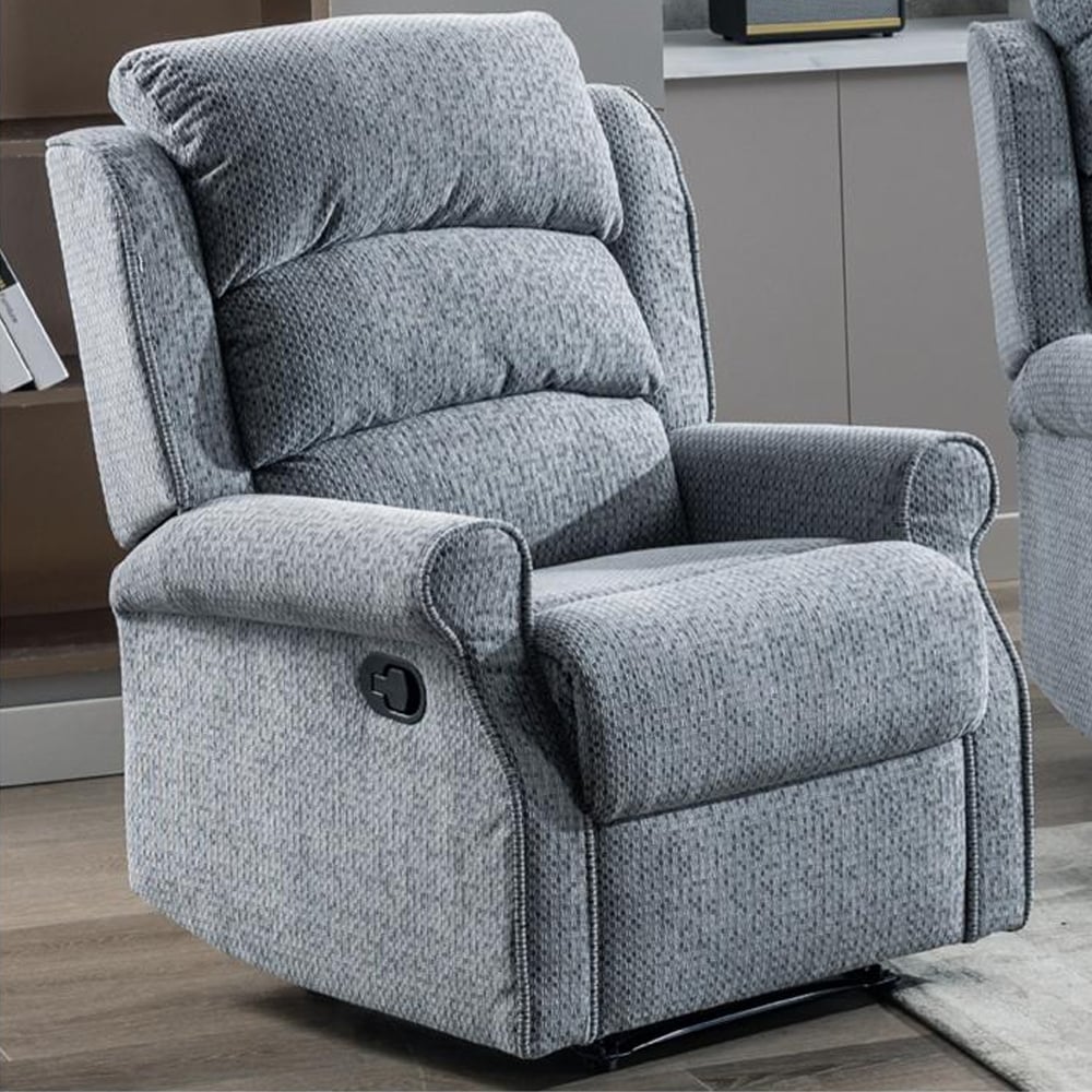 Warth Fabric Recliner Sofa Suite In Steel Blue