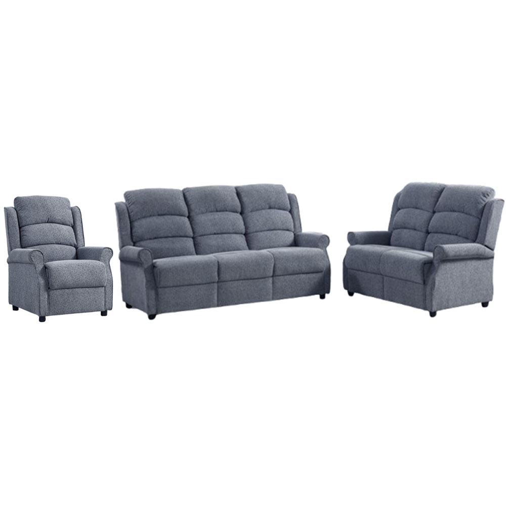 Warth Fabric Sofa Suite in Steel Blue