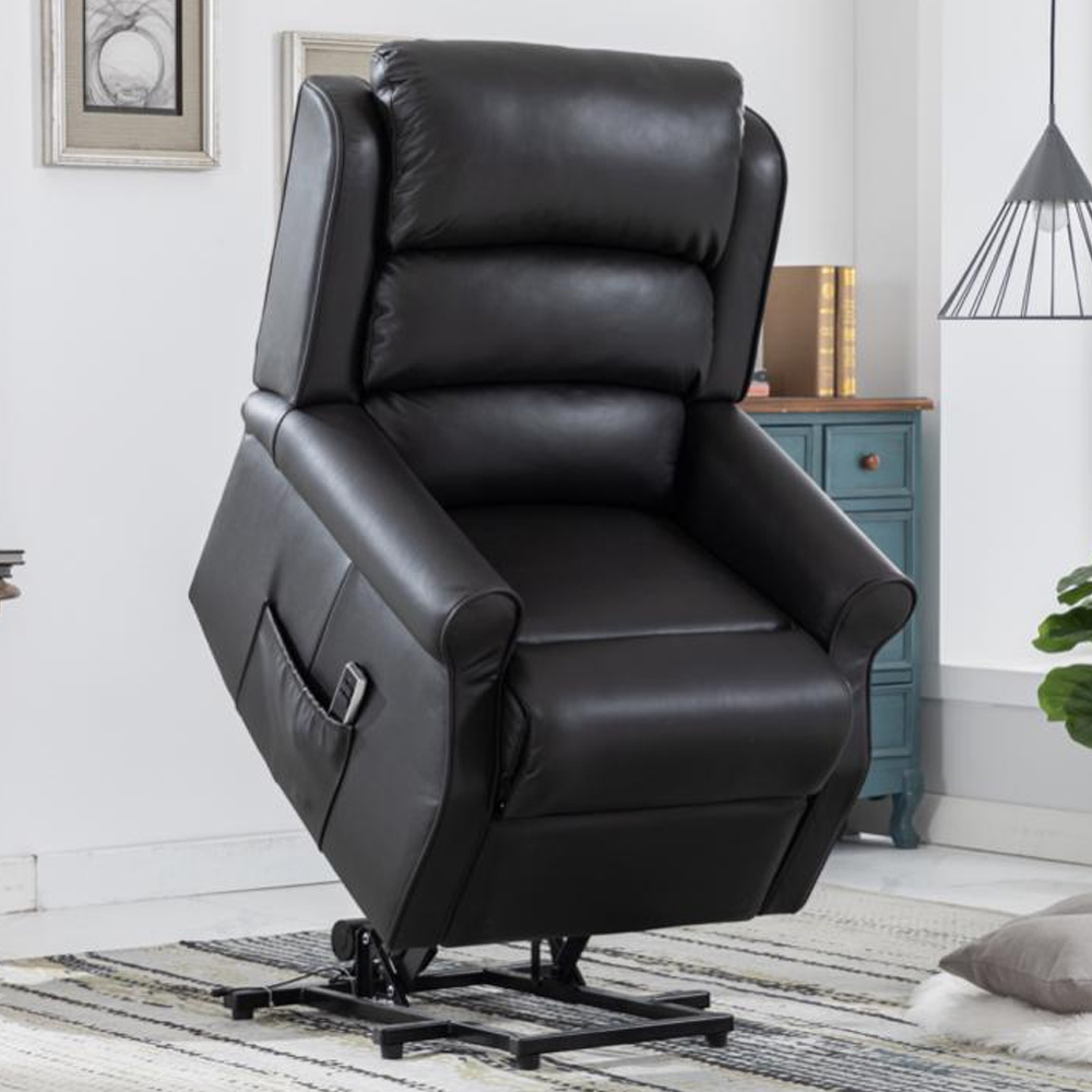 Warth Leather Electric Dual Motor Recliner Chair In Black
