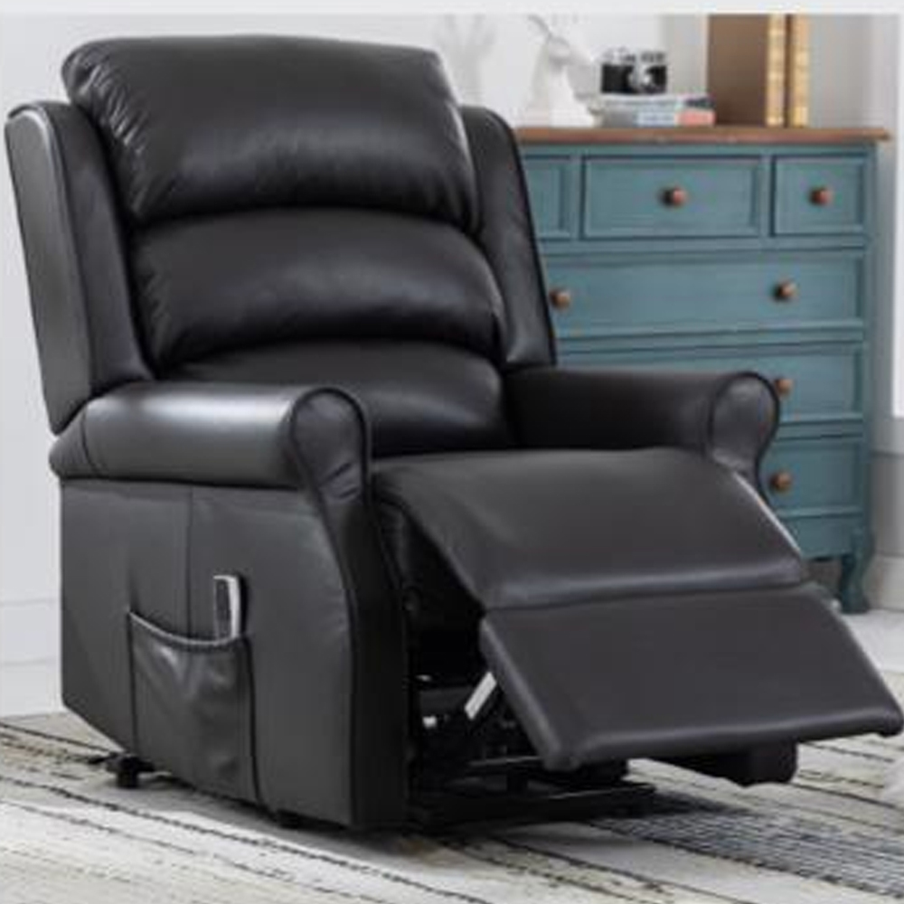 Warth Leather Electric Dual Motor Recliner Chair In Black