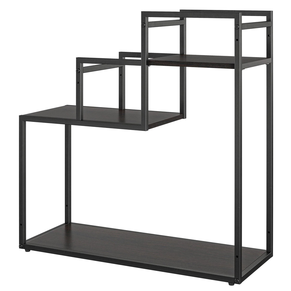 Warton Wooden Plant Stand With Metal Frame In Espresso