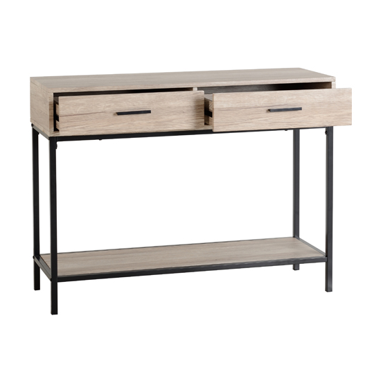 Whitlow Wooden Console Table In Oak With 2 Drawers_2