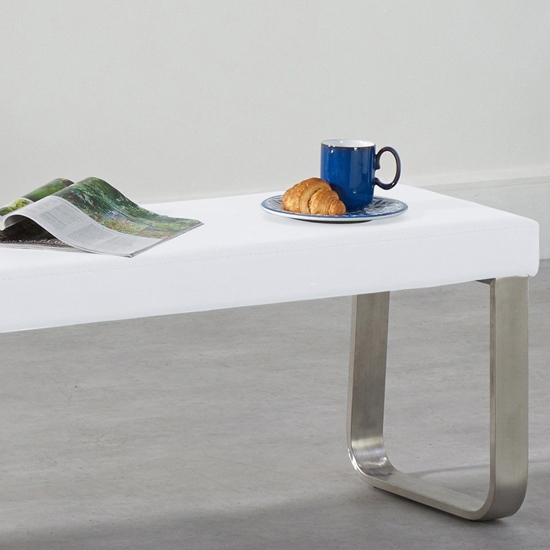 Washington Large Faux Leather Dining Bench In White Furniture in Fashion