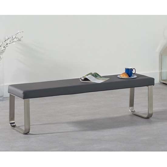 Carino Large Faux Leather Dining Bench In Grey Furniture in Fashion