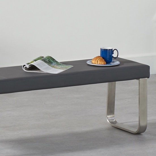 Carino Large Faux Leather Dining Bench In Grey Furniture in Fashion