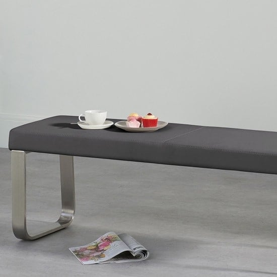 Carino Medium Faux Leather Dining Bench In Grey_2