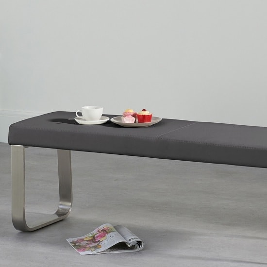 Carino Medium Faux Leather Dining Bench In Grey Furniture in Fashion