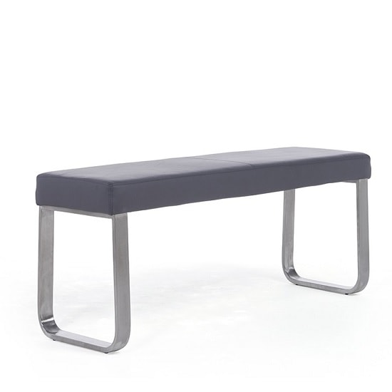 Carino Medium Faux Leather Dining Bench In Grey_4
