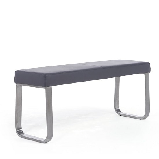 Carino Medium Faux Leather Dining Bench In Grey Furniture in Fashion