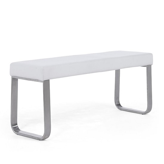Carino Medium Faux Leather Dining Bench In White Furniture in Fashion