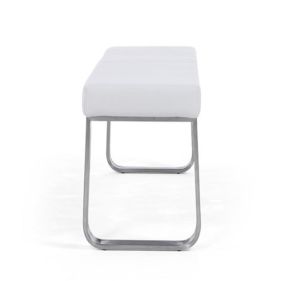 Carino Medium Faux Leather Dining Bench In White Furniture in Fashion